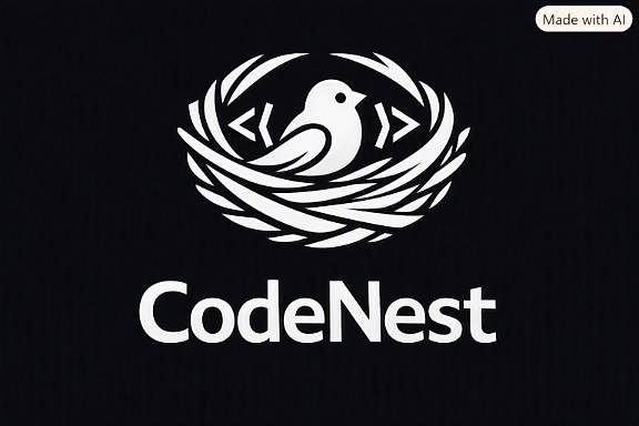 Logotipo monocromático blanco sobre fondo oscuro